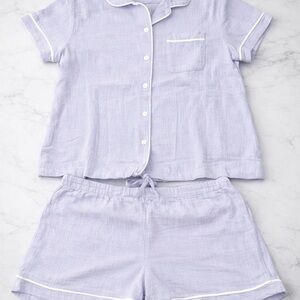 White Birch XL Gauzy Cotton Pajama Set Periwinkle Blue Lounge Matching Set NWOT